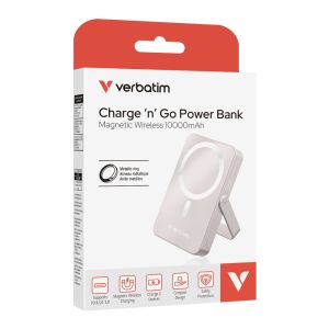 Външна батерия Verbatim Charge 'n' Go Power Bank with Stand Magnetic Wireless 10000mAh Pink