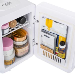 Хладилник мини Adler AD 8085, 32-42 W, 4 L, Огледална врата, Отопление/Охлаждане, Бял