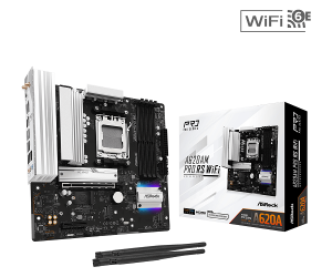 Дънна платка ASROCK A620AM PRO RS WIFI (AMD AM5, 4xDDR5, 2xHyper M.2, 1xUltra M.2, 2.5G LAN, Wi-Fi 6E, HDMI, DisplayPort) Micro ATX