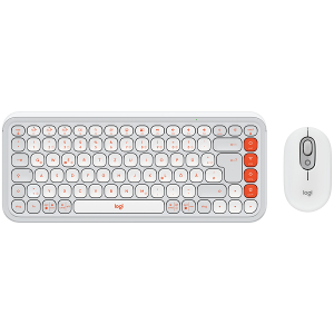 Безжичен комплект LOGITECH POP Icon Combo (920-013141), Bluetooth, US, Off White & Orange