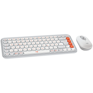 Безжичен комплект LOGITECH POP Icon Combo (920-013141), Bluetooth, US, Off White & Orange