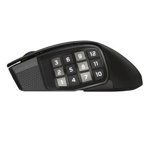 Безжична геймърска мишка CORSAIR SCIMITAR ELITE WIRELESS SE MMO (CH-9314014-WW), Bluetooth/Wireless, 33000 DPI, Black