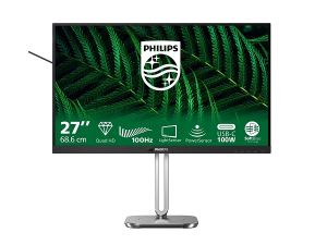 Монитор PHILIPS 27B2G5601/00, 27'' IPS, QHD (2560 x 1440) 100Hz, 4ms, 300cd/m², 1500:1, Adaptive Sync, Speaker 2x3W, HDMI, DP, USB-C, USB3.2, RJ-45, Dark gray