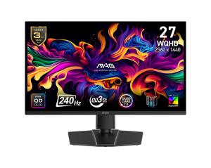 Монитор MSI MAG 271QP QD-OLED X24, 26.5" QD-OLED, WQHD (2560x1440) 240Hz, 16:9, 0.03ms, 1000cd/m2, 1.5M:1, Adaptive Sync, DP, 2xHDMI, Black