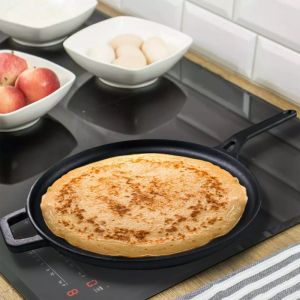 Тиган за палачинки Kinghoff KH 1895, 29 см, Чугун, Незалепваща повърхност, Индукция, Черен