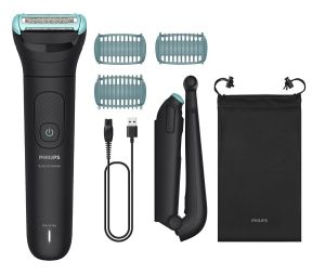 Тример PHILIPS BG5480/15 Series 5000, За тялото, 3 гребена, Приставка за гръб, Система за бръснене Triple Protect, 100% водоустойчив, Време на работа 100 мин с 1 час зареждане