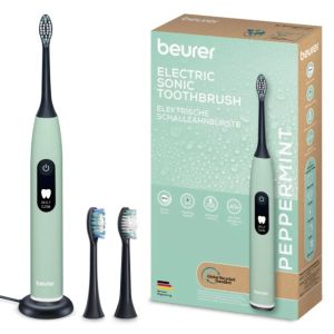 Електрическа четка за зъби Beurer SC 50 peppermint Electric Sonic Toothbrush, up to 80,000 mov/min, 5 cleaning programs: Clean, Sensitive, Polish, Gum Care, Whiten, Pressure sensor , 2-min. timer, Incl. 2 toothbrush heads and magnetic charging plate, 22 d