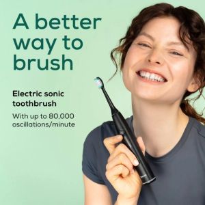 Електрическа четка за зъби Beurer SC 50 midnight ink, Electric Sonic Toothbrush, up to 80,000 mov/min, 5 cleaning programs: Clean, Sensitive, Polish, Gum Care, Whiten, Pressure sensor , 2-min. timer, Incl. 2 toothbrush heads and magnetic charging plate, 2