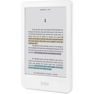 Ел. книга KOBO Clara Colour e-Book Reader, E Ink Kaleido touch screen 6 inch colour, 1448 x 1072 pixels, 16 GB, 1000 MHz/512 MB, 1 x USB C, Greutate 0.172 kg, Wireless Da, Comfort Light, 12 different fonts and over 50 font styles, White
