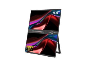 Монитор VERBATIM Dual Portable Essentials, 2 x 15.6" IPS, Dual Full HD (1920 x 1080) 60Hz, 16:9, 10ms, 250 cd/m², 1000:1, Speakers 2x1W, USB-C, Mini HDMI, Black