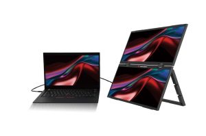 Монитор VERBATIM Dual Portable Essentials, 2 x 15.6" IPS, Dual Full HD (1920 x 1080) 60Hz, 16:9, 10ms, 250 cd/m², 1000:1, Speakers 2x1W, USB-C, Mini HDMI, Black