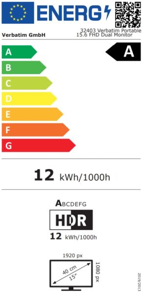 Монитор VERBATIM Dual Portable Essentials, 2 x 15.6" IPS, Dual Full HD (1920 x 1080) 60Hz, 16:9, 10ms, 250 cd/m², 1000:1, Speakers 2x1W, USB-C, Mini HDMI, Black