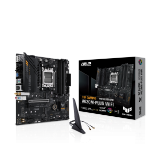 Дънна платка ASUS TUF GAMING A620M-PLUS WIFI (AMD AM5, 4xDDR5, 2xM.2, Wi-Fi 6, 2.5Gbit LAN, HDMI, DP) Micro ATX
