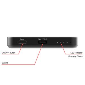 Външна батерия Verbatim Charge 'n' Go Essentials Power Bank Magnetic Wireless 5000mAh Black