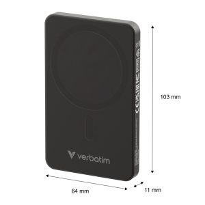 Външна батерия Verbatim Charge 'n' Go Essentials Power Bank Magnetic Wireless 5000mAh Black