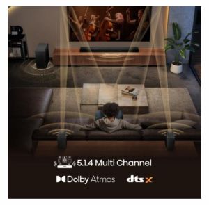 Саундбар Hisense AX5140Q,  5.1.4Ch Sound Bar with Wireless Subwoofer, 600W, Dolby Atmos, Bluetooth 5.3, 4K HDMI Pass Through, DTS:X, HDMI/AUX/ARC/Optical/USB, 7 EQ Modes, Black