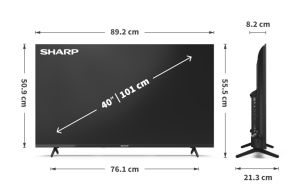 Телевизор Sharp 40HA1205E, 40" LED  TV, FULL HD 1920x1080,Frameless, DVB-T/T2/C/S/S2, Active Motion 100, 1 000 000:1, Speaker 2x8W, Dolby Digital Plus, 3xHDMI, CI+, 2xUSB , HEVC/H.265 (10-bit), MPEG4/H.264, 2 pole Stand