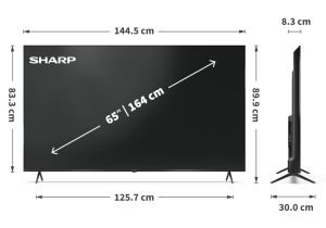 Телевизор Sharp 65HP5265E, 65" QLED Google TV, 4K Ultra HD 3840x2160 Frameless, 1 000 000:1, AQUOS, DVB-T/T2/C/S/S2, Active Motion 1000, HDR10, Dolby Atmos, Dolby Vision, Google Assistant, Google Cast, HDMI 2.1 with eARC, 3.5mm Headphone jack / line-out, 