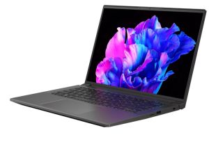 Лаптоп Acer Swift X 14, SFX14-71G-75L8, Intel Core i7-13700H(3.70GHz up to 5.00GHz, 24MB),14.5" 2.8K OLED (2880x1800) 120Hz, 16GB DDR5, 1024 GB NVMe SSD,RTX 4050 6GB GDDR6,  FHD Cam,WiFi 6E, BT 5.1, Micro SD card,Backlit Kbd, Win 11 Home , Steel Gray