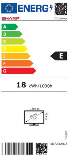 Телевизор Sharp 24HA1205E, 24" LED HD 1366x768 Frameless, 100 000:1, DVB-T/T2/C/S/S2, Active Motion 100, Speaker 2x3W, Dolby Digital, CI+, 3xHDMI (ARC/CEC), 2xUSB, LAN, Video/Audio input (3 x RCA), Hotel Mode, E, 2 pole Stand