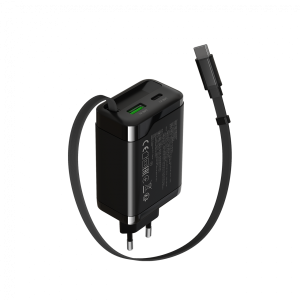 CANYON charger OnCharge 65RC Build-In Cable USB-C 65W 1xPD 1xQC EU Black