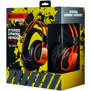 CANYON Gaming headset 3.5mm jack plus USB connector for vibration function, light control button, adjustable microphone and volume control, cable 2M, Black