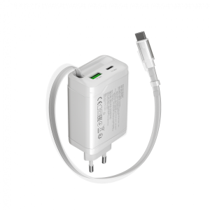 CANYON charger OnCharge 65RC Build-In Cable USB-C 65W 1xPD 1xQC EU White