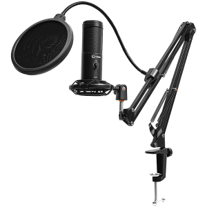 LORGAR Voicer 931, Gaming Microphone, Black, USB condenser microphone with boom arm stand, pop filter, tripod stand. including 1* microphone, 1*Boom Arm Stand with C-clamp, 1*shock mount, 1*pop filter, 1*windscreen cap, 1*2.5m type-C USB cable, 1* Extra t