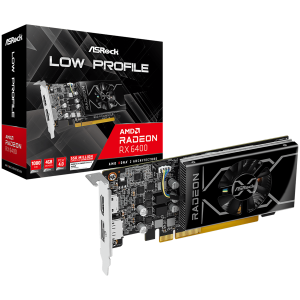 Видео карта ASROCK AMD Radeon RX 6400 Low Profile 4GB, 4GB GDDR6, 64-bit, HDMI, DP