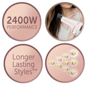 Сешоар Remington AC9140 PROLUXE, 2400W, OPTIheat, AC мотор, Йонизация, 3 скорости, 2 темп. нива, Розов/златист