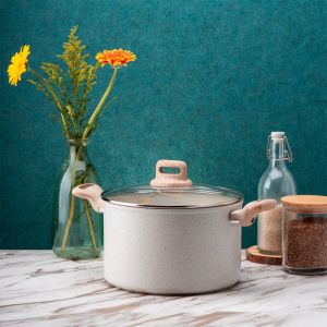 Тенджера Voltz Nice OV54418E24, 24x10.5 см, 4.7 л, Мраморно покритие, Индукция, Кремав меланж