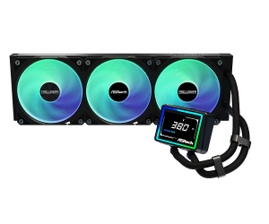 Охладител за процесор ASROCK Challenger 360 Digital, AiO liquid cooler, ARGB, Digital display, 360 mm radiator, AM5, AM4, LGA1851, LGA1700, 90-ACLA36-BAAGA6, Black, 6Y