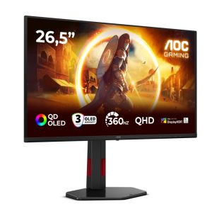 Монитор AOC Q27G4SDR, 26.5" QD-OLED, QHD (2560x1440) 360Hz, 16:9, 0.03ms, 1000cd/m2, 1.5M:1, Adaptive Sync, 2xHDMI, DP, USB hub, Black/Red