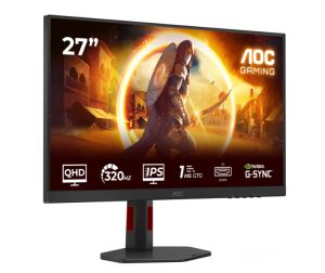 Монитор AOC Q27G4SRU, 27" Fast IPS, QHD (2560x1440) 320Hz, 16:9, 0.3ms, 450cd/m2, 1000:1, Adaptive Sync, Speaker 2x2W, 2xHDMI, DP, USB hub, Black/Red