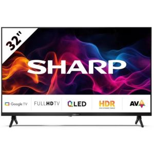 Телевизор Sharp 32GF3265E, 32" Full HD QLED Google TV, 1920x1080 Frameless, 1 000 000:1, Active Motion 400, DVB-T/T2/C/S/S2, HDR10, Speaker 2x8W, Dolby Digital, Google Cast, HDMI (ARC/CEC), CI+, 3.5mm Headphone jack / line-out, RJ 45, 2xUSB, Wi-Fi, Blueto