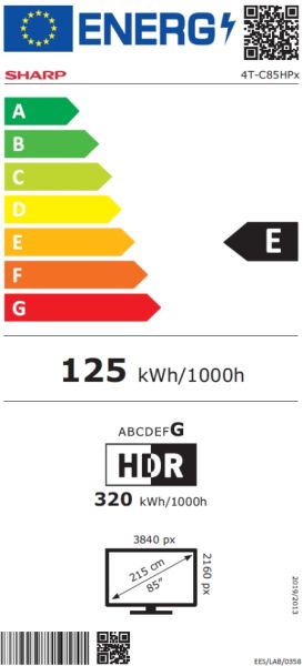 Телевизор Sharp 85HP5265E, 85" QLED Google TV, 4K Ultra HD  3840x2160 Frameless, 1 000 000:1, AQUOS, DVB-T/T2/C/S/S2, Active Motion 1000, HDR10, Dolby Atmos, Dolby Vision, Google Assistant, Google Cast, HDMI 2.1 with eARC, 3.5mm Headphone jack / line-out,