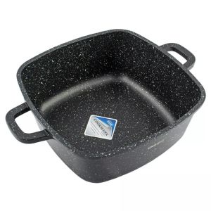 Тенджера за фурна и котлон Kinghoff KH 1601, 20x20 см, 2.8 л, Мраморно покритие, Индукция, Черен