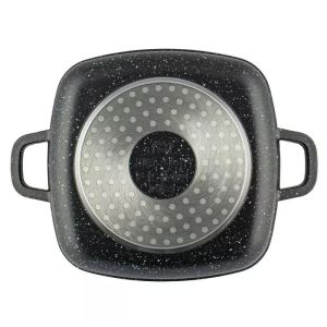 Тенджера за фурна и котлон Kinghoff KH 1601, 20x20 см, 2.8 л, Мраморно покритие, Индукция, Черен