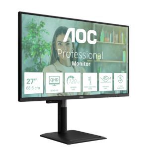 Монитор AOC Q27P4U, 27" IPS, QHD (2560x1440) 120Hz, 16:9, 4ms, 350cd/m2, 1500:1, Adaptive Sync, Speaker 2x2W, 2xHDMI, DP, USB hub, Black