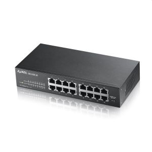 Комутатор ZyXEL GS1100-16 v3 16-port Gigabit Unmanaged Switch + Lanberg patch cord CAT.6 FTP 3m, red
