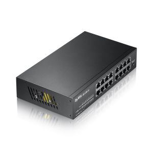Комутатор ZyXEL GS1100-16 v3 16-port Gigabit Unmanaged Switch + Lanberg patch cord CAT.6 FTP 3m, red