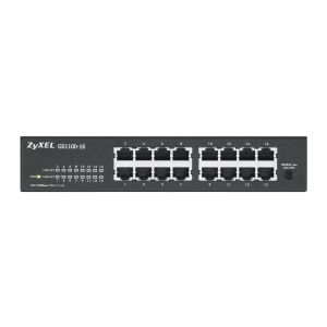 Комутатор ZyXEL GS1100-16 v3 16-port Gigabit Unmanaged Switch + Lanberg patch cord CAT.6 FTP 3m, red