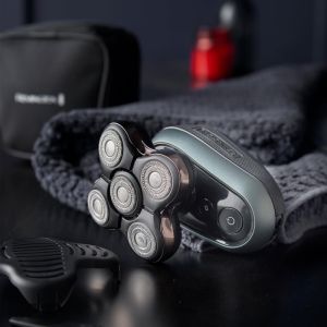 Самобръсначка за глава Remington RX7 XR1600 Ultimate Series, Автономия 60 мин, Водоустойчив, Подвижна глава, Турбо, Стоманени остриета, Индикатори, Черен/зелен