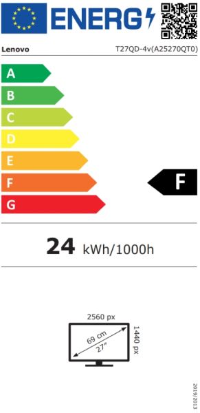 Монитор LENOVO ThinkVision T27QD-4v (64B8UAT1EU), 27" IPS, QHD (2560x1440) 120Hz, 16:9, 4ms, 350cd/m2, 1500:1, webcam (5MP, IR+RGB), Microphone, Speakers 2x5W, HDMI, DP, USB hub, RJ45, Eclipse Black