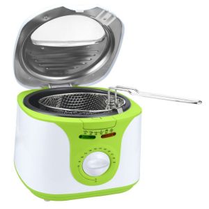 Фритюрник Voltz V51980A, 2 литра, 1300W, 80-190 C, Незалепващ съд, Бял/зелен