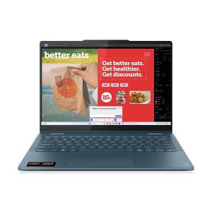 Лаптоп LENOVO Yoga 7 2-in-1 14AKP10, 14" WQXGA+ (2880x1800) OLED Touch, AMD Ryzen™ AI 7 350 (2.0GHz up to 5.0GHz, 8 ядра), 24GB LPDDR5x, 1TB SSD M.2, Yoga Pen, Windows 11 Home, Tidal Teal - 83JR0011BM