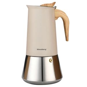 Електрическа кубинска кафеварка за еспресо Klausberg KB 7997, 600 мл, 12 чаши, Предпазен клапан, Стомана, Индукция, Бежов